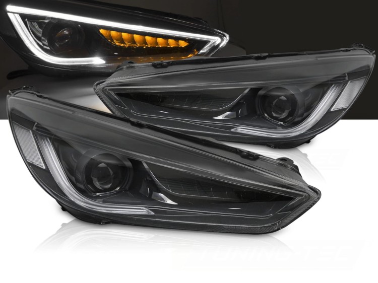 LAMPY PRZEDNIE REFLEKTORY FORD FOCUS MK3 14-18 BLACK LED