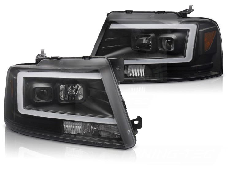 LAMPY PRZEDNIE REFLEKTORY FORD F150 MK 11 04-08 LED BLACK