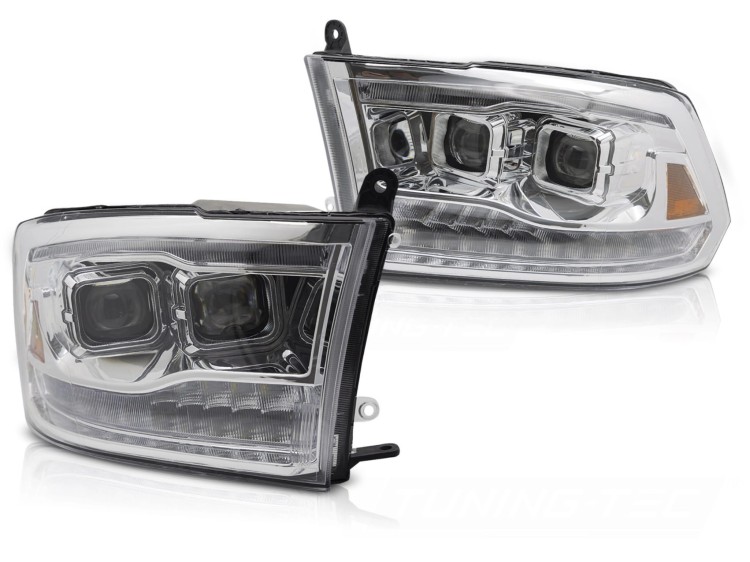 LAMPY PRZEDNIE REFLEKTORY DODGE RAM 09-18 DOUBLE CHROME