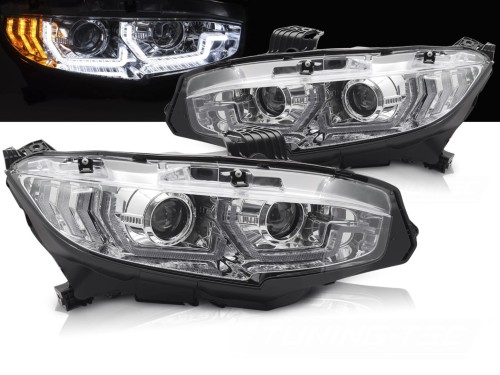 LAMPY PRZEDNIE REFLEKTORY HONDA CIVIC X 16-21 LED CHROM