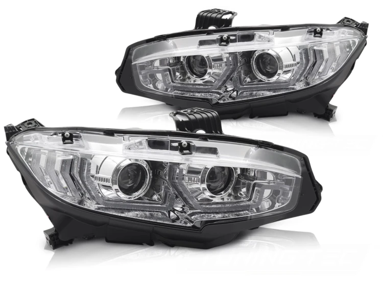 LAMPY PRZEDNIE REFLEKTORY HONDA CIVIC X 16-21 LED CHROM