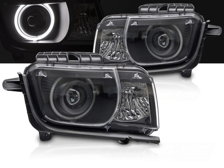 LAMPY PRZEDNIE REFLEKTORY CHEVROLET CAMARO 09-13 ANGEL EYES BLACK