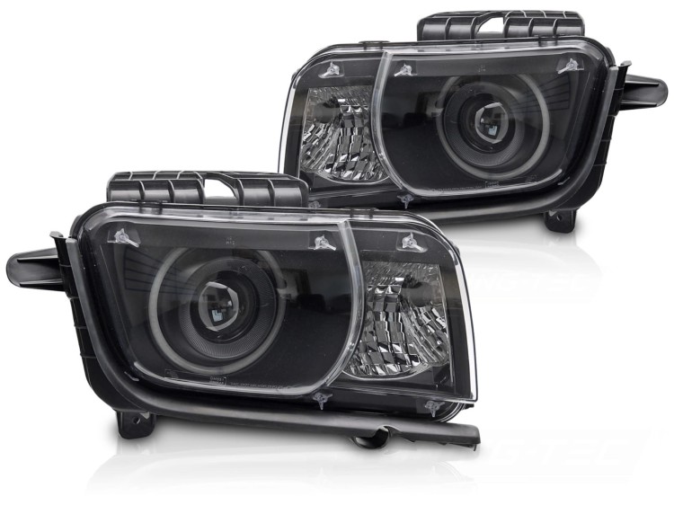 LAMPY PRZEDNIE REFLEKTORY CHEVROLET CAMARO 09-13 ANGEL EYES BLACK