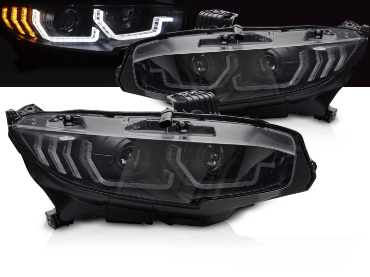 LAMPY PRZEDNIE REFLEKTORY XENON HONDA CIVIC X 16-21 LED BLACK