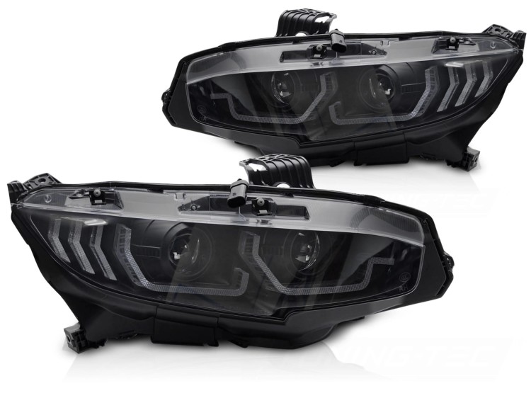LAMPY PRZEDNIE REFLEKTORY XENON HONDA CIVIC X 16-21 LED BLACK