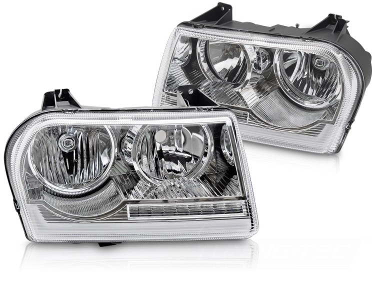 LAMPY PRZEDNIE REFLEKTORY CHRYSLER 300 05-08 CHROM LED