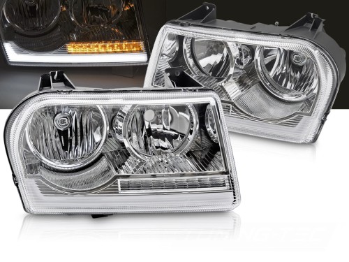 LAMPY PRZEDNIE REFLEKTORY CHRYSLER 300 05-08 CHROM LED