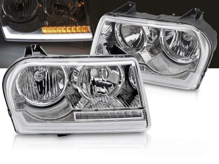LAMPY PRZEDNIE REFLEKTORY CHRYSLER 300 05-08 CHROM LED