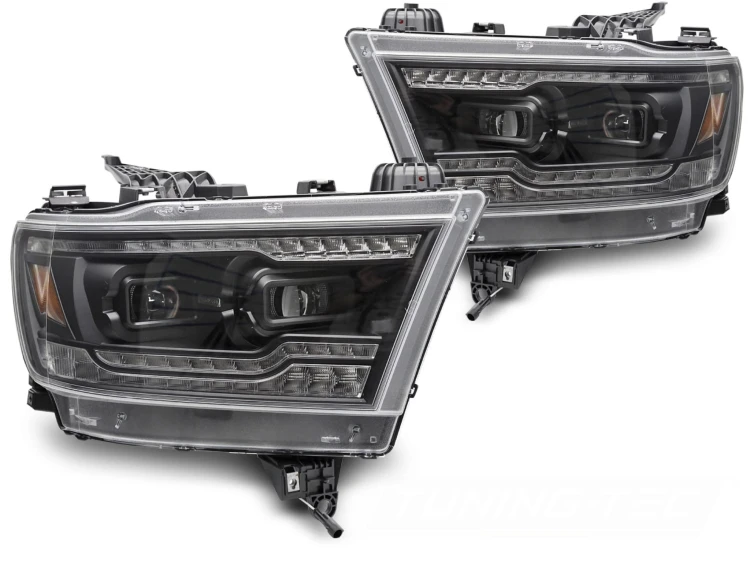 LAMPY PRZEDNIE REFLEKTORY BLACK DODGE RAM 19-22 FULL LED