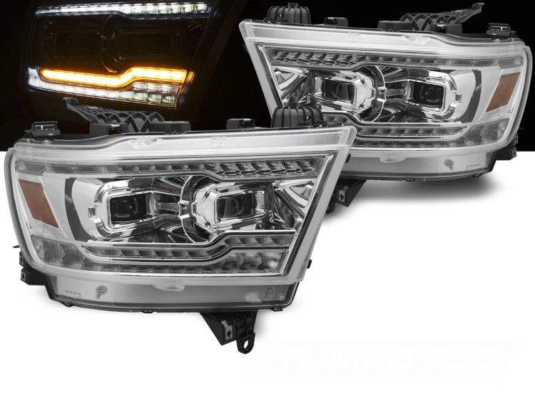 LAMPY PRZEDNIE REFLEKTORY DODGE RAM 19-22 BLACK FULL LED