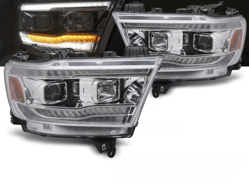 LAMPY PRZEDNIE REFLEKTORY DODGE RAM 19-22 CHROME LED