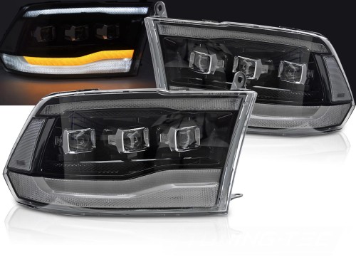 LAMPY PRZEDNIE REFLEKTORY DODGE RAM 09-18 FULL LED BLACK