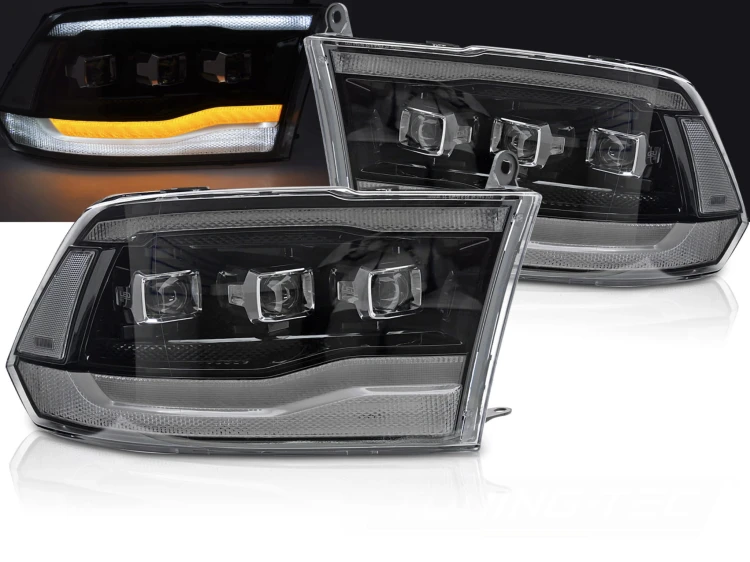 LAMPY PRZEDNIE REFLEKTORY DODGE RAM 09-18 FULL LED BLACK