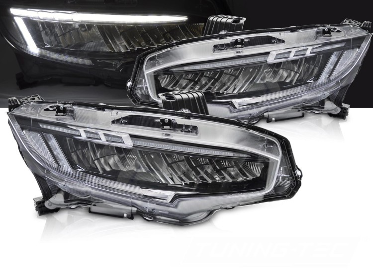 LAMPY PRZEDNIE REFLEKTORY BLACK LED HONDA CIVIC X 16-21