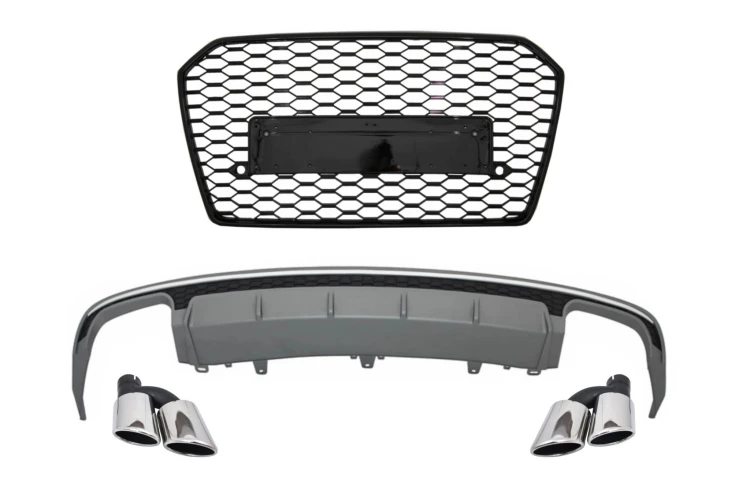 DYFUZOR KOŃCÓWKI WYDECHU GRILL AUDI A6 C7 4G FACELIFT (15-18) S6 DESIGN