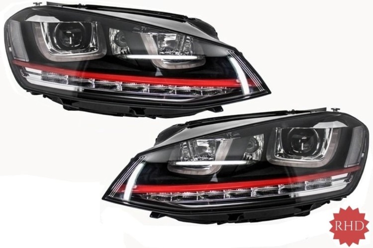 REFLEKTORY LAMPY PRZEDNIE LED DRL VW GOLF 7 VII (12-17) GTI LOOK RHD