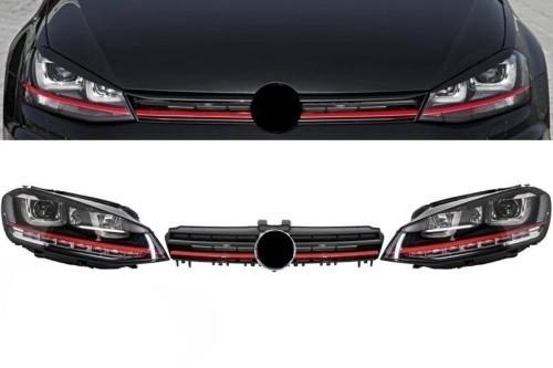 REFLEKTORY PRZEDNIE LAMPY + GRILL VW GOLF 7 VII (12-17) GTI LOOK