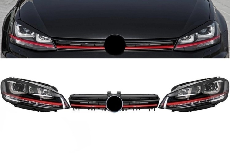 REFLEKTORY PRZEDNIE LAMPY + GRILL VW GOLF 7 VII (12-17) GTI LOOK