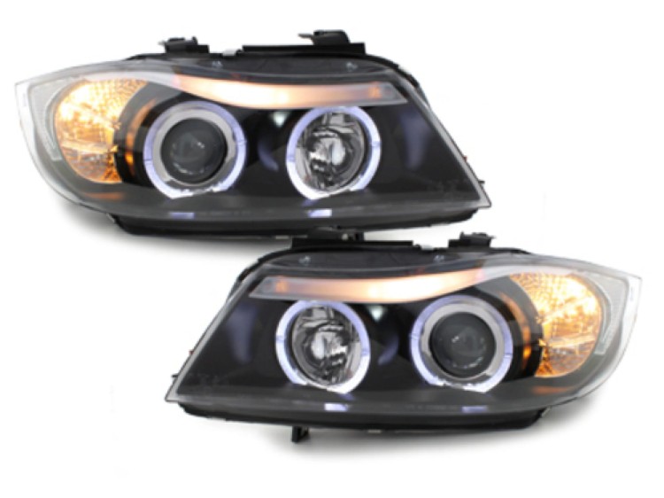 REFLEKTORY LAMPY PRZEDNIE BMW 3 SERII E90 E91 (05-08) ANGEL EYES