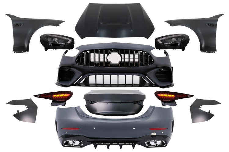 BODY KIT ZDERZAK PRZEDNI TYLNY MERCEDESA C KLASA W205 18-22 KONWERSJA W206