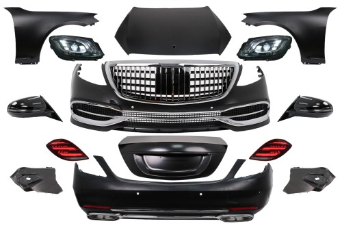 BODY KIT ZDERZAK MASKA LAMPY KLAPA MERCEDES S KLASA W221 (05-13) W222 LOOK