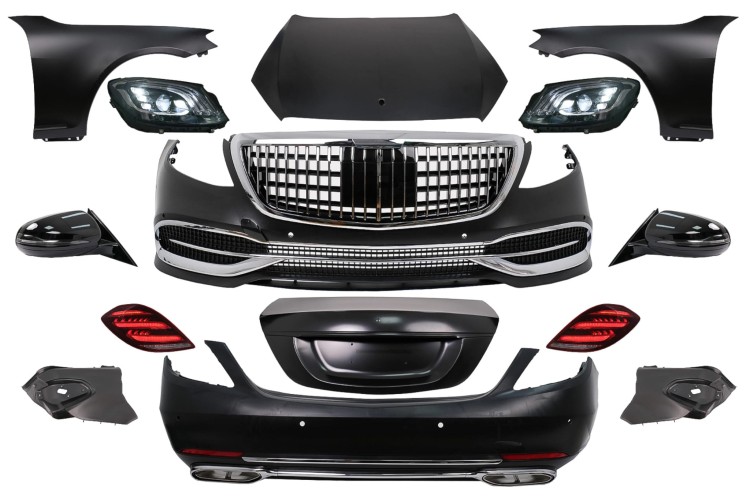 BODY KIT ZDERZAK MASKA LAMPY KLAPA MERCEDES S KLASA W221 (05-13) W222 LOOK