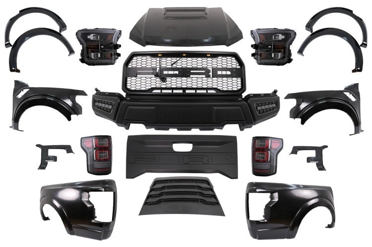 BODY KIT ZDERZAK PRZEDNI LAMPY FORD RANGER (15-21) NA MODEL 17+ F150 RAPTOR