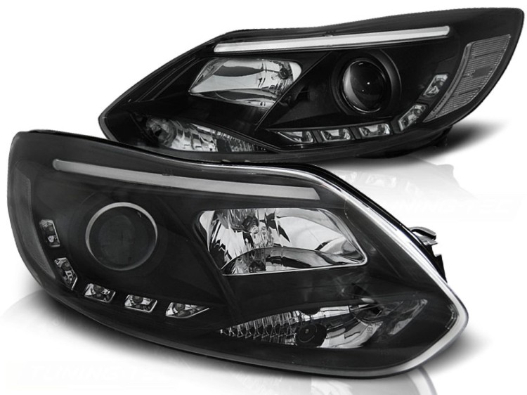 LAMPY PRZEDNIE REFLEKTORY FORD FOCUS MK3 11- 10.14 TUBE LIGHTS BLACK