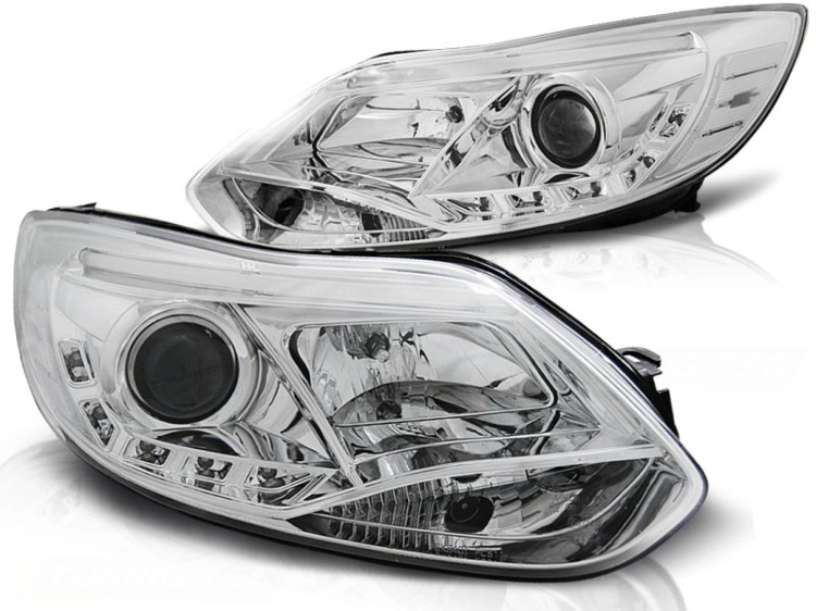 LAMPY PRZEDNIE REFLEKTORY FORD FOCUS MK3 11- 10.14 TUBE LIGHTS CHROME