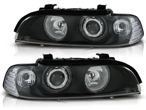 LAMPY PRZEDNIE REFLEKTORY ANGEL EYES BLACK BMW 5 SERII E39 09.95-06.03