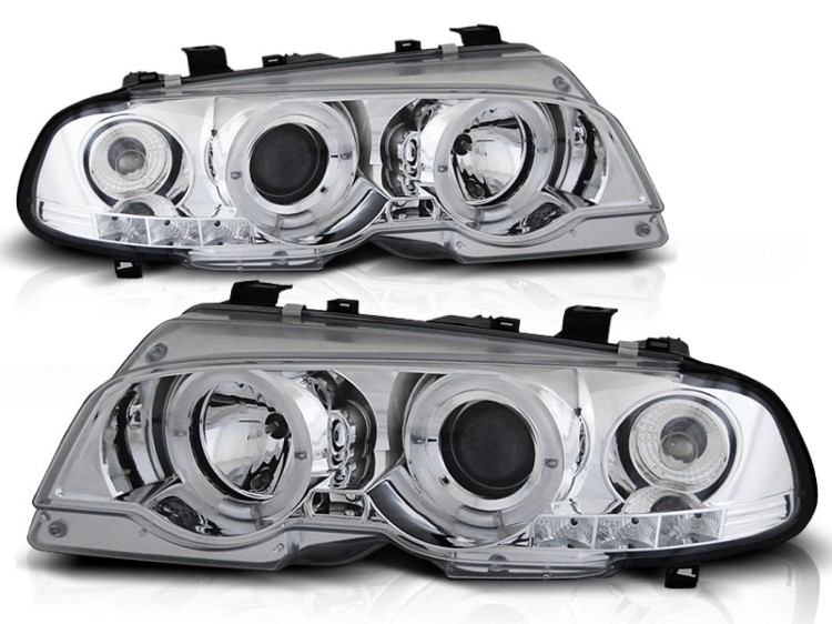 REFLEKTORY LAMPY PRZEDNIE ANGEL EYES CHROME BMW 3 SERII E46 04.99-03.03 COU