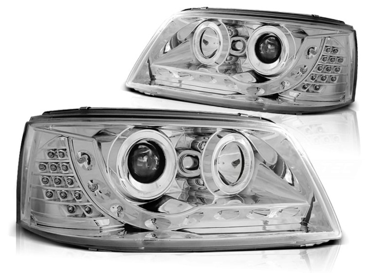 LAMPY PRZEDNIE REFLEKTORY DAYLIGHT CHROME VW T5 04.03-08.09