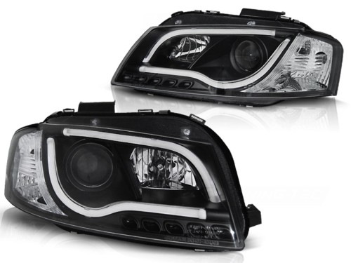 LAMPY PRZEDNIE REFLEKTORY DRL BLACK AUDI A3 8P 05.03-03.08