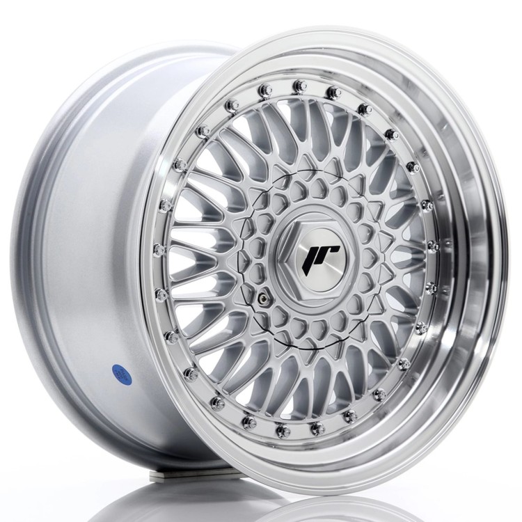 JR WHEELS JR9 16X8 ET25 4X100/108 SILVER W/MACHINED LIP+SILVER RIVETS