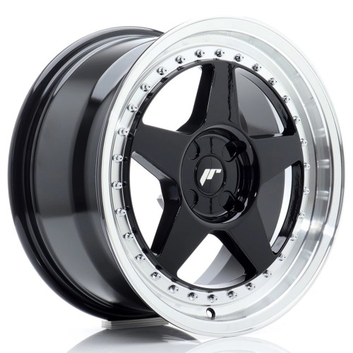 JR WHEELS JR6 17X8 ET20-35 4H BLANK GLOSS BLACK W/MACHINED LIP
