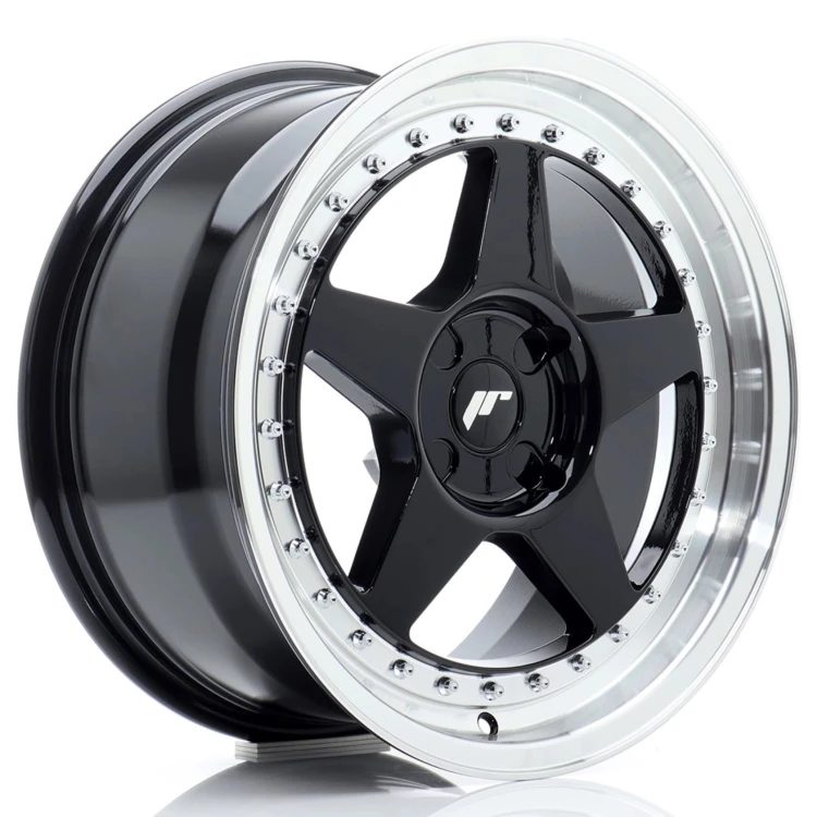 JR WHEELS JR6 17X8 ET20-35 4H BLANK GLOSS BLACK W/MACHINED LIP