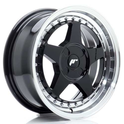 JR WHEELS JR6 16X7 ET20-35 4H BLANK GLOSS BLACK W/MACHINED LIP