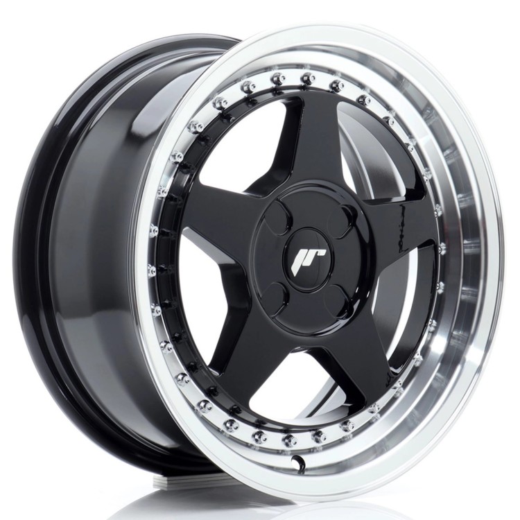 JR WHEELS JR6 16X7 ET20-35 4H BLANK GLOSS BLACK W/MACHINED LIP