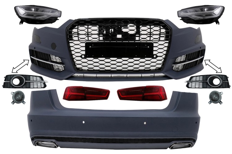 BODY KIT ZDERZAK PRZEDNI TYLNY LAMPY AUDI A6 C7 SEDAN (11-17) NA FACELIFT