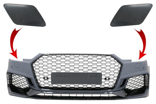 ZAŚLEPKI SPRYSKIWACZY SRA AUDI A4 B9 8W (2016-2018) ZDERZAK RS4 LOOK