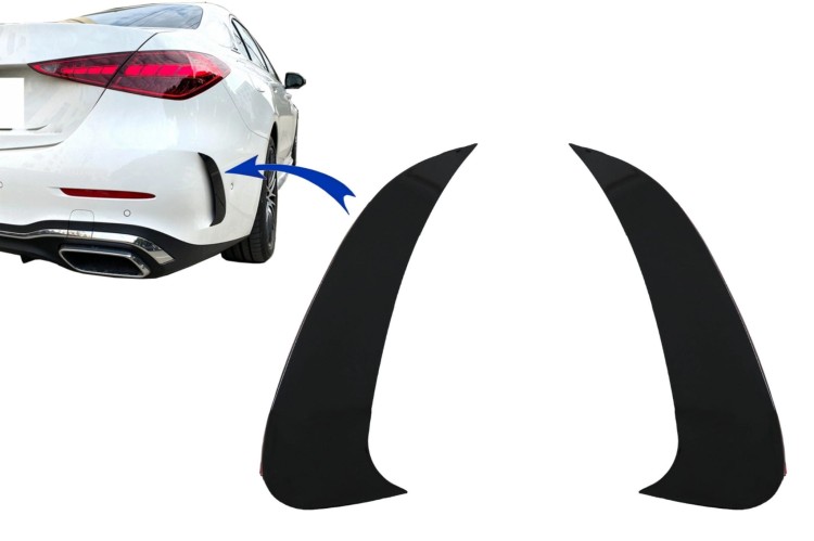 DOKŁADKI TYLNEGO ZDERZAKA AERO MERCEDES C KLASA W206 21+ CZARNY POŁYSK