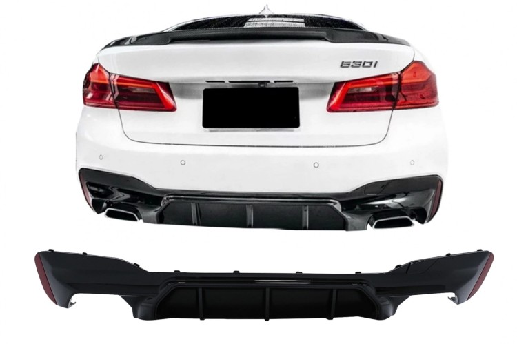 DYFUZOR TYLNEGO ZDERZAKA BMW 5 SERII G30 G31 17+ M5 DESIGN CZARNY POŁYSK