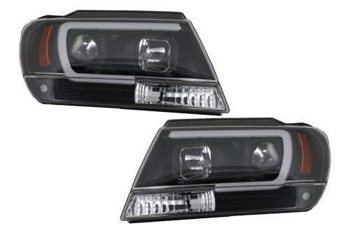 REFLEKTORY LAMPY PRZEDNIE LED JEEP GRAND CHEROKEE 99-04 BLACK TUBE LIGHT