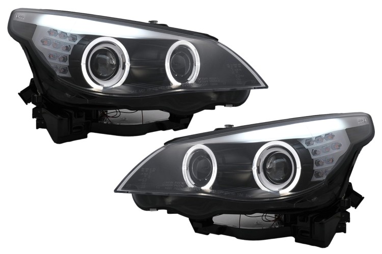 REFLEKTORY LAMPY PRZEDNIE LED ANGEL EYES BMW 5 SERII E60 E61 03-07 LCI