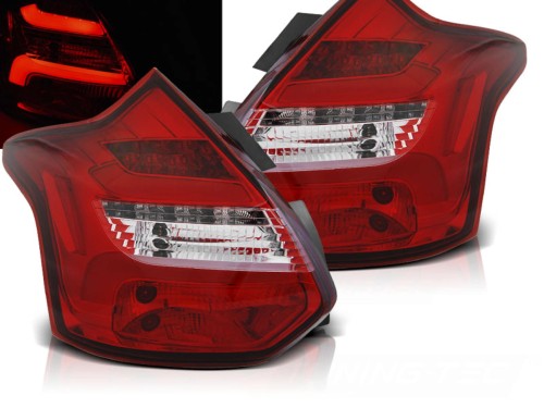 LAMPY TYLNE FORD FOCUS 3 11-10.14 HATCHBACK RED WHITE LED BAR