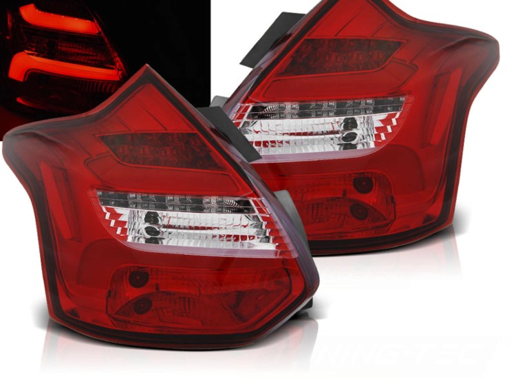 LAMPY TYLNE FORD FOCUS 3 11-10.14 HATCHBACK RED WHITE LED BAR