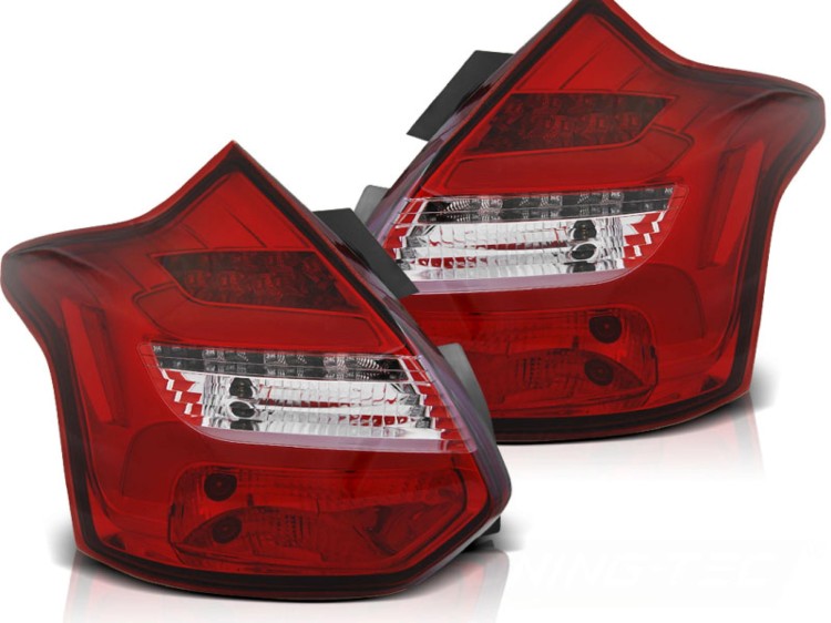 LAMPY TYLNE FORD FOCUS 3 11-10.14 HATCHBACK RED WHITE LED BAR