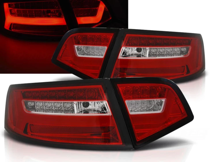 LAMPY TYLNE RED WHITE SEQ AUDI A6 08-11 SEDAN LED