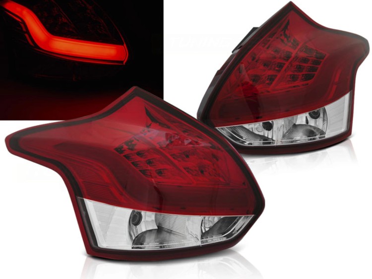 LAMPY TYLNE FORD FOCUS 3 11-10.14 HATCHBACK RED WHITE LED BAR