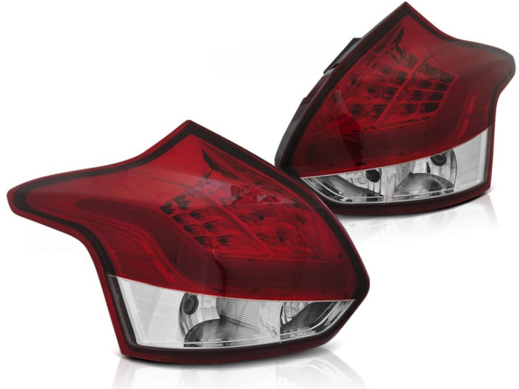 LAMPY TYLNE FORD FOCUS 3 11-10.14 HATCHBACK RED WHITE LED BAR